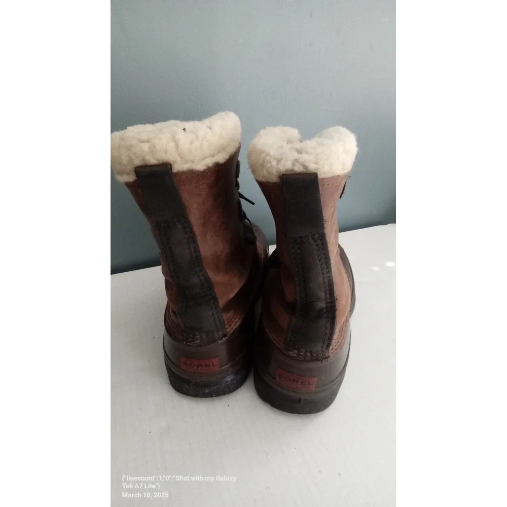 Sorel Bighorn Mens Brown‎ Leather Faux Shearling Lined Winter Snow Duck Boots
